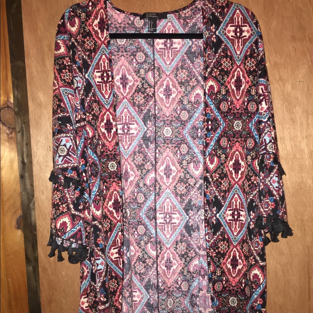 Multi colored tribal patterned cardigan